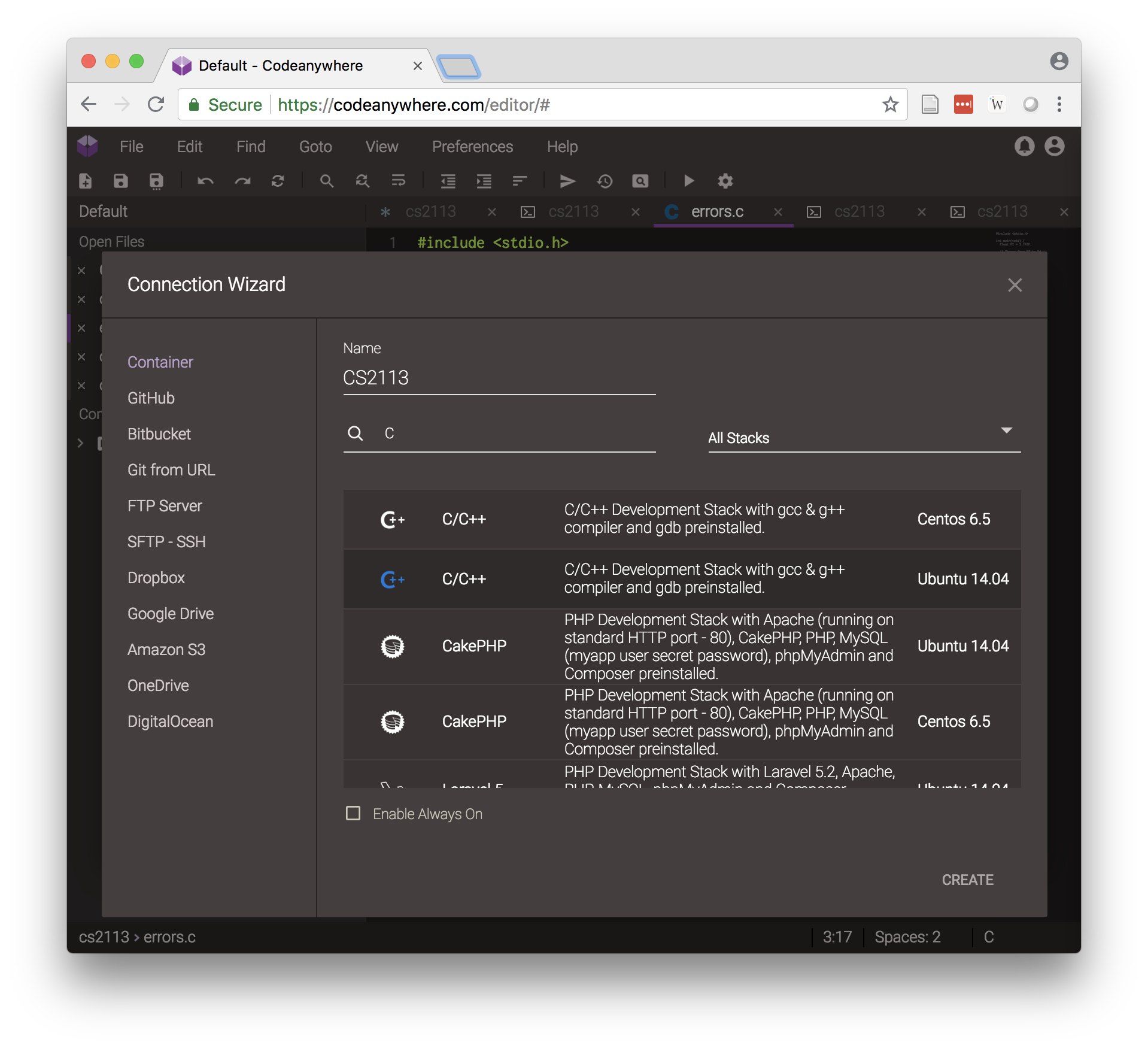 CodeAnywhere Setup
